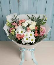Букет цветов из:  Розы, Лизиантусы и Хризантемы #REPLACE_PRED# Белоусово