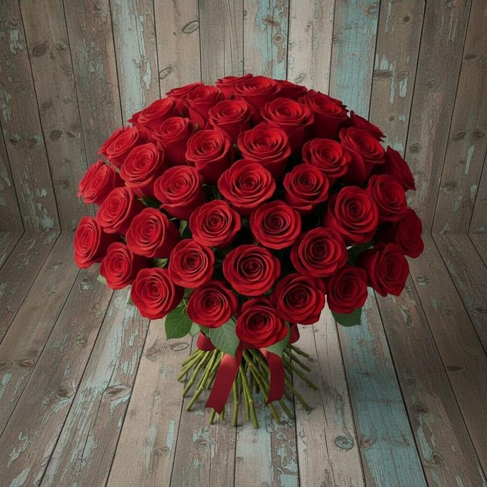 Букет 55 Красных роз Фридом в Белоусово