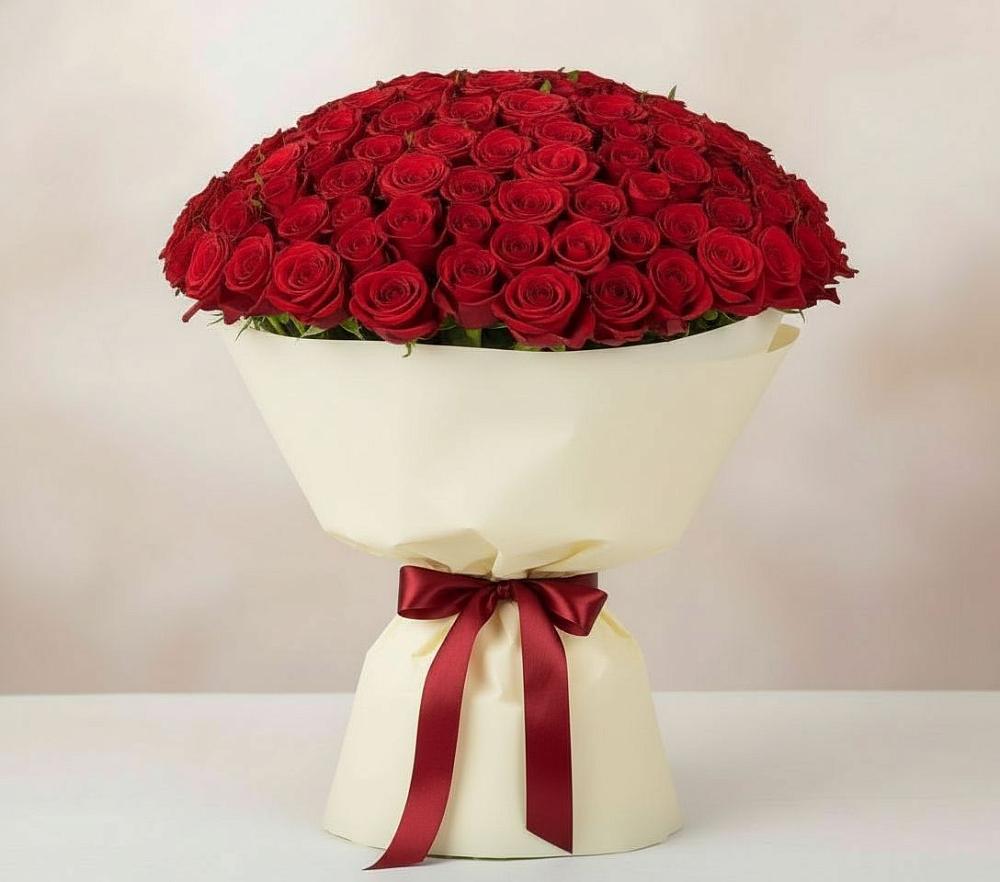 Букет 101 Красная роза Милано в Белоусово