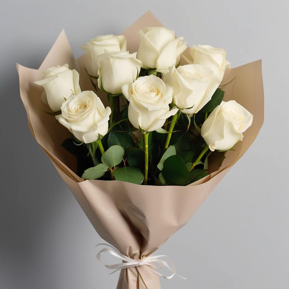 Букет 9 Белых роз Эдлесс Лав в Белоусово