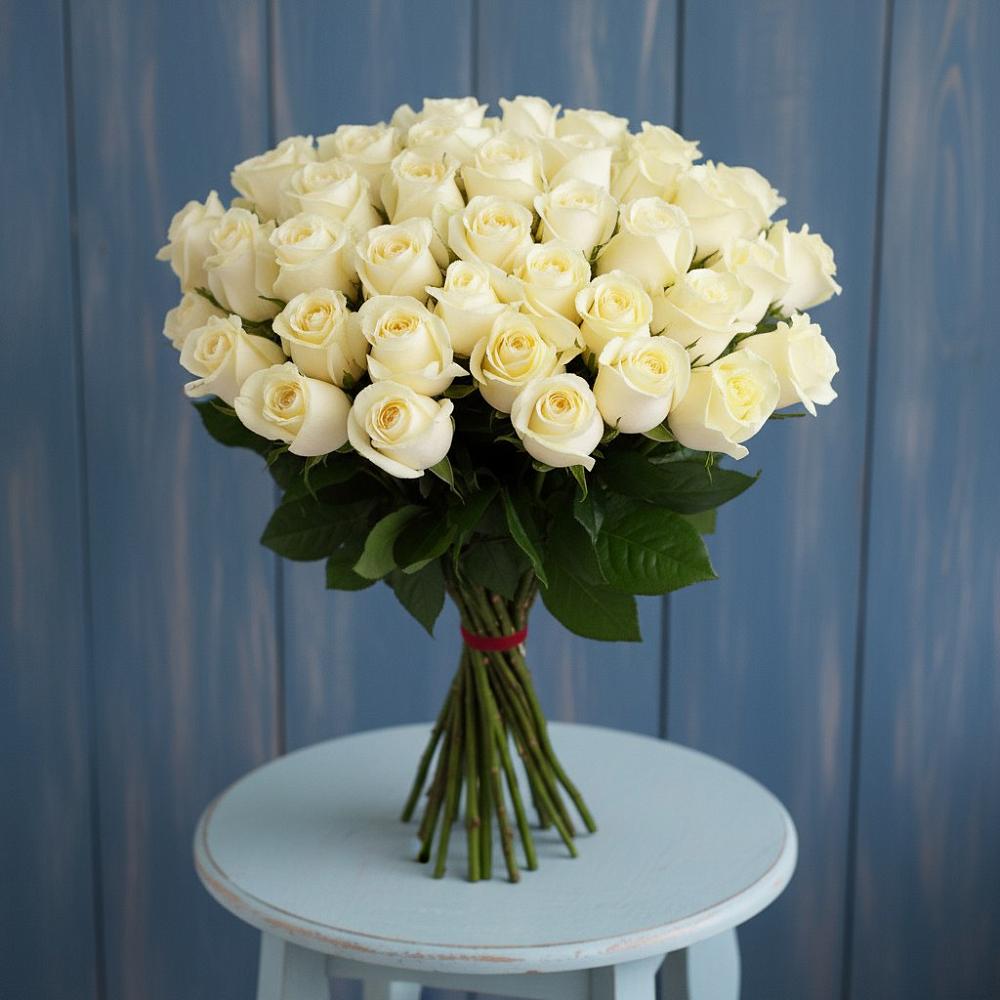 Букет 51 Белая роза Эдлесс Лав в Белоусово