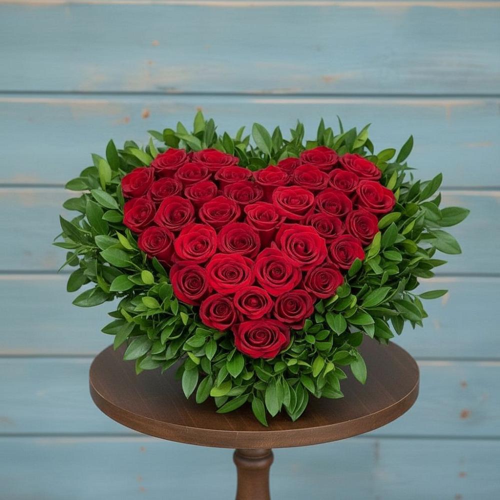 Цветочная композиция из Розы в виде сердца в Белоусово