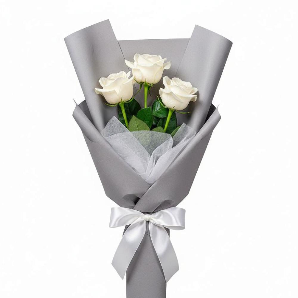 Букет 3 белые розы в Белоусово