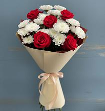 Букет цветов из:  Розы и Хризантемы в Белоусово