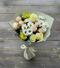 Букет цветов из:  Альстромерии, Розы и Хризантемы в Белоусово