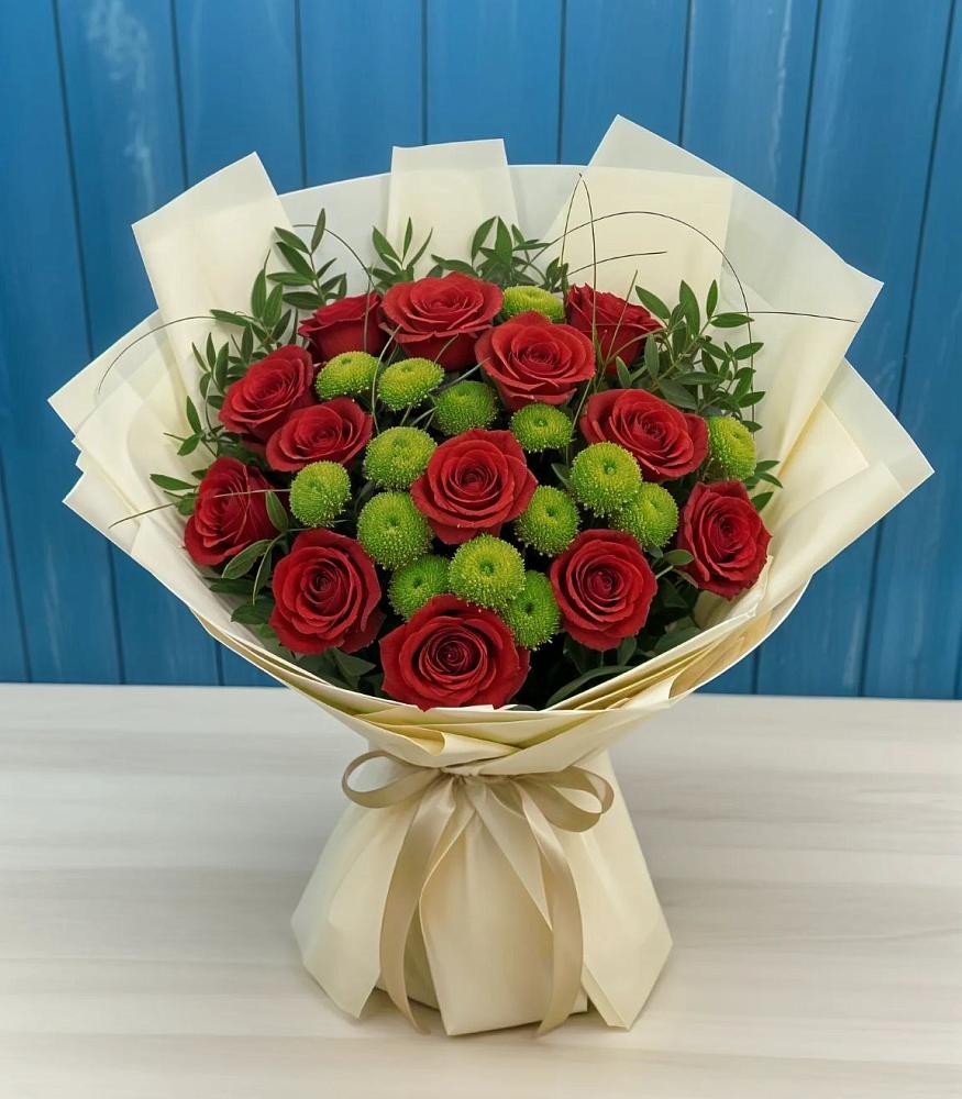 Букет цветов из: Розы и Хризантемы в Белоусово