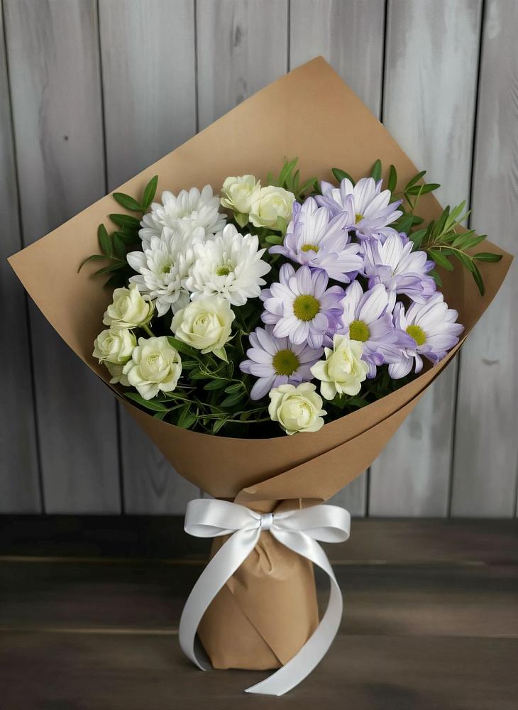 Букет цветов из: Хризантемы и Розы в Белоусово